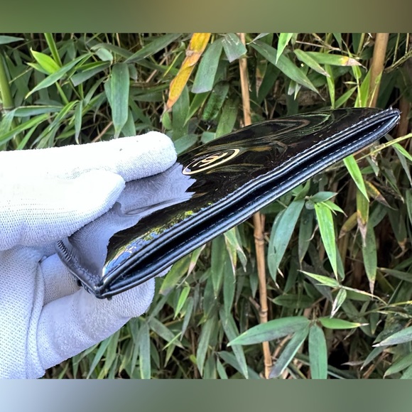 Genuine CHANEL dark brown compact patent leather credit card holders wallet - Picture 12 of 16